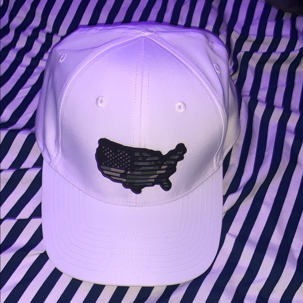 White Kids Cap with Black USA Design